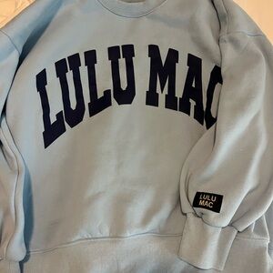 Blue Crewneck Sweatshirt with Collegiate Print